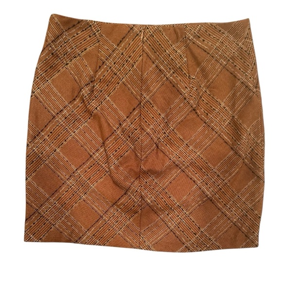 Free People Brown Plaid Tweed Fringe Mini Skirt Fall Preppy Academia Sz 4 - Picture 2 of 9